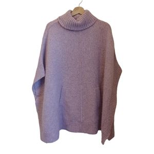 J. Crew Womens Relaxed Turtleneck Poncho Sweater Purple Lavender Size S/M